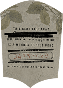 Bébo Club Speakeasy Membership Card