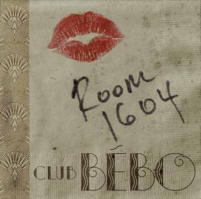 Bébo Club Kiss Napkin with Room Number